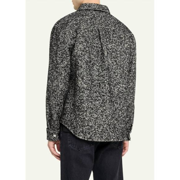 NEW FRAME men's tweed textured overshirt jacket in grey - Picture 3 of 4